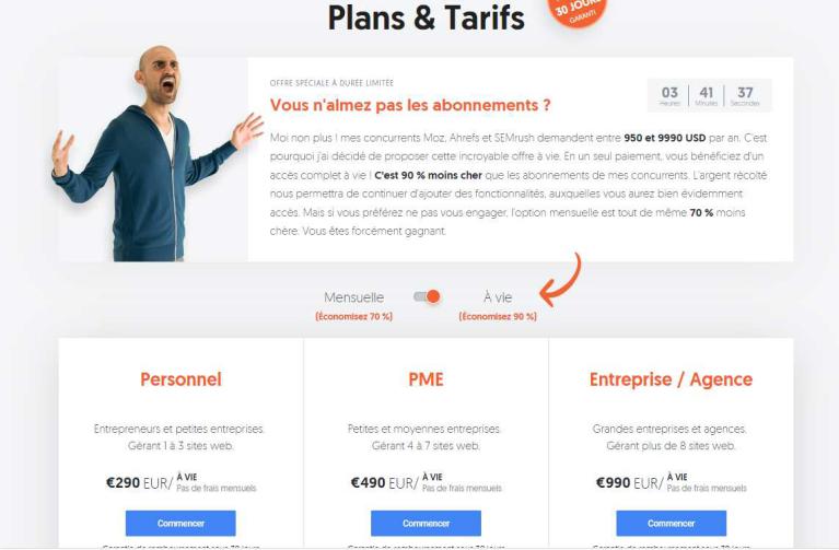offre à vie ubersuggest